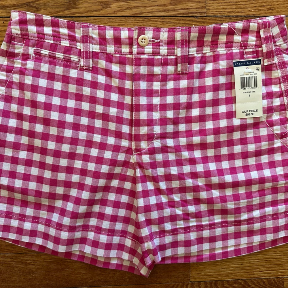 SOLD NWT Polo Ralph Lauren Women’s Checkered Shorts - 4.5” Inseam, Pink